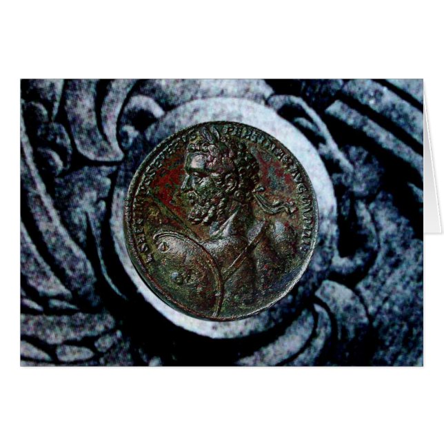 ANTIQUE ROMAN BRONZE MEDALLION WITH GRIFFINS (Front Horizontal)