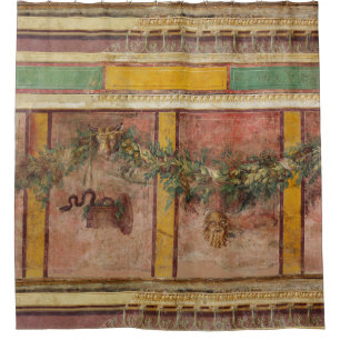 ANTIQUE ROMAN FRESCO,SATYR MASK,GARLAND,FRUITS
