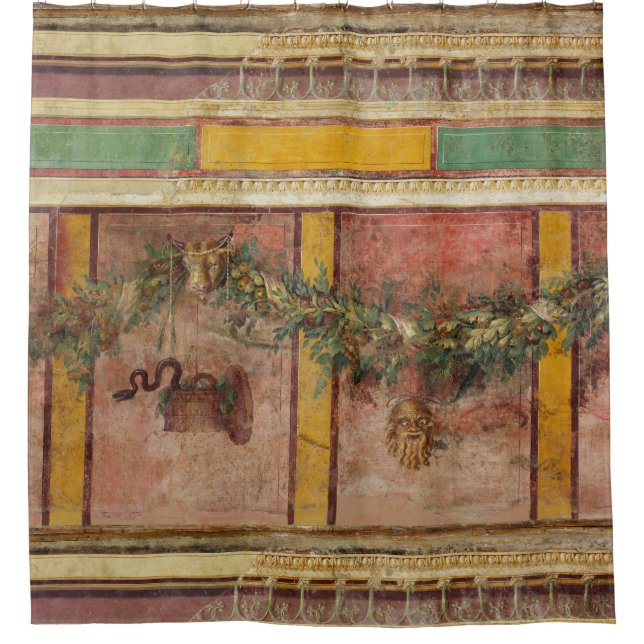 ANTIQUE ROMAN FRESCO,SATYR MASK,GARLAND,FRUITS  (Front)