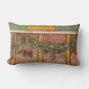 ANTIQUE ROMAN FRESCO,SATYR MASK,GARLAND,FRUITS  LUMBAR PILLOW