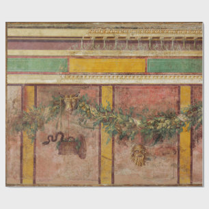 ANTIQUE ROMAN FRESCO,SATYR MASK,GARLAND,FRUITS  WRAPPING PAPER