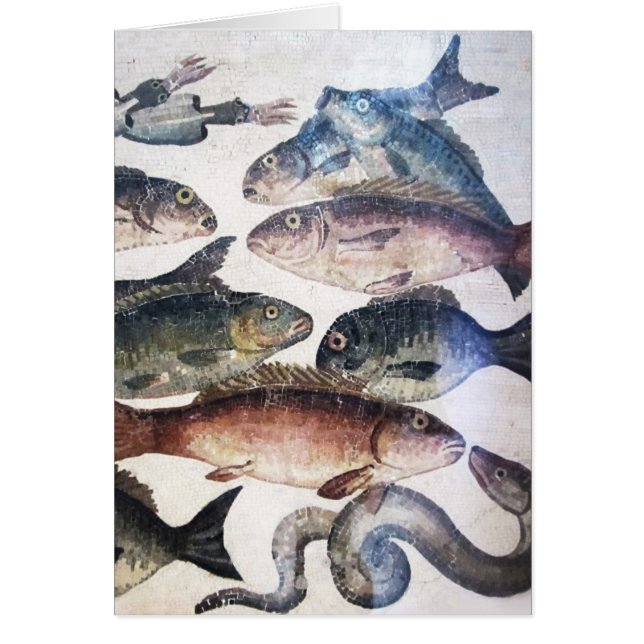 ANTIQUE ROMAN MOSAICS, FISHES,OCEAN SEA LIFE SCENE (Front)