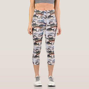 ANTIQUE ROMAN MOSAICS, FISHES,OCEAN SEA LIFE SCENE CAPRI LEGGINGS