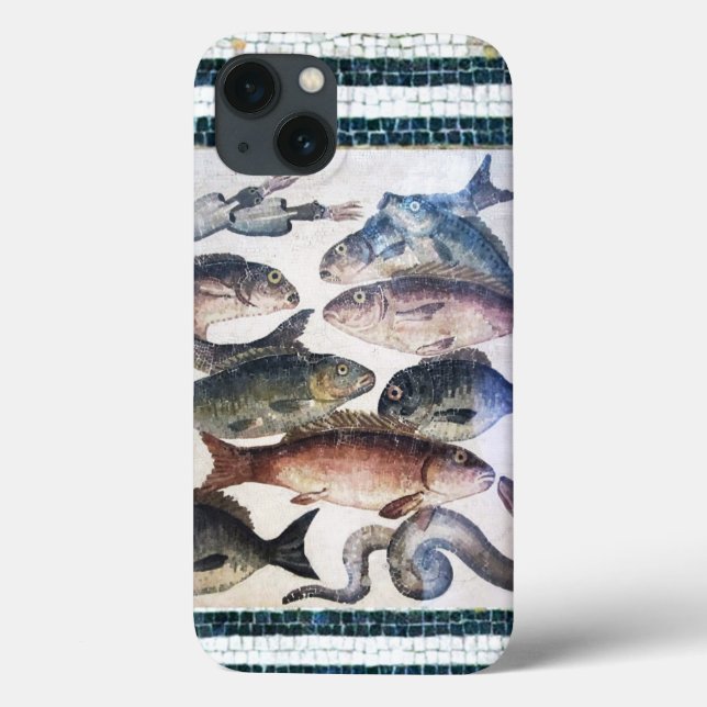 ANTIQUE ROMAN MOSAICS, FISHES,OCEAN SEA LIFE SCENE Case-Mate iPhone CASE (Back)