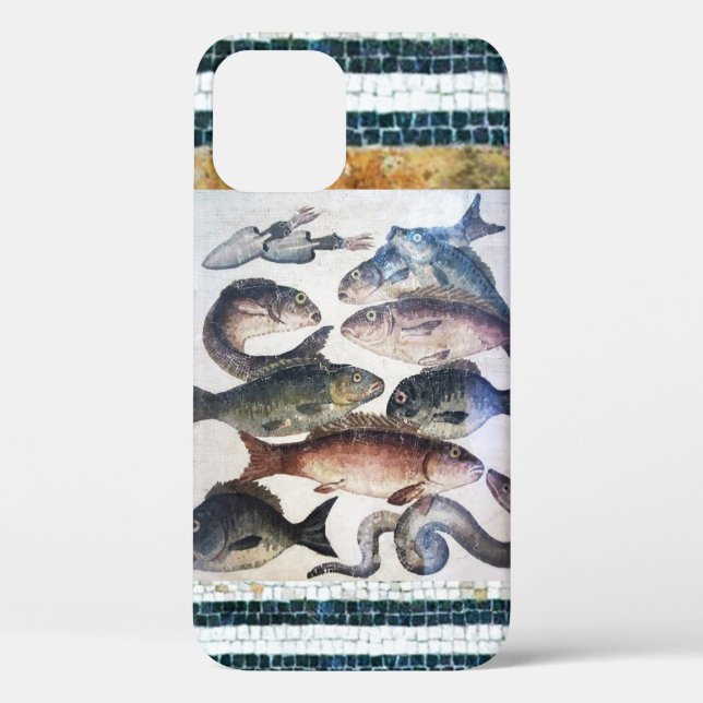 ANTIQUE ROMAN MOSAICS, FISHES,OCEAN SEA LIFE SCENE Case-Mate iPhone CASE (Back)