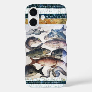 ANTIQUE ROMAN MOSAICS, FISHES,OCEAN SEA LIFE SCENE iPhone 16 CASE