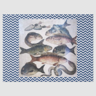 ANTIQUE ROMAN MOSAICS,FISHES,OCEAN SEA LIFE SCENE TISSUE PAPER