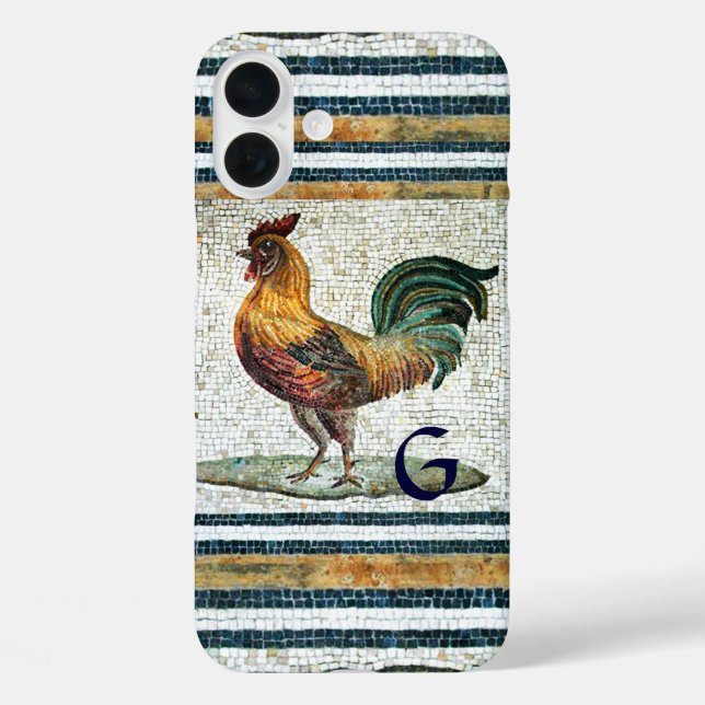 ANTIQUE ROMAN MOSAICS / ROOSTER MONOGRAM Case-Mate iPhone CASE (Back)