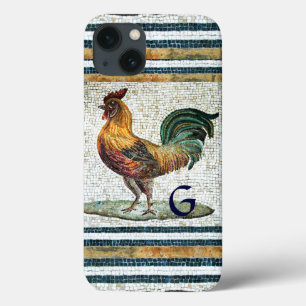 ANTIQUE ROMAN MOSAICS / ROOSTER MONOGRAM iPhone 13 CASE