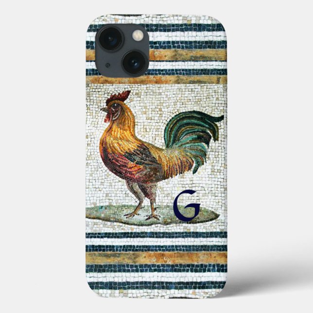 ANTIQUE ROMAN MOSAICS / ROOSTER MONOGRAM Case-Mate iPhone CASE (Back)