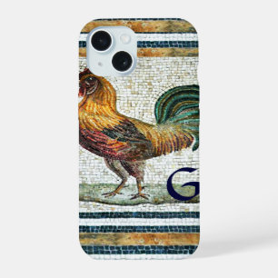 ANTIQUE ROMAN MOSAICS / ROOSTER MONOGRAM iPhone 15 CASE