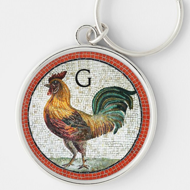 ANTIQUE ROMAN MOSAICS / ROOSTER MONOGRAM KEYCHAIN (Front)