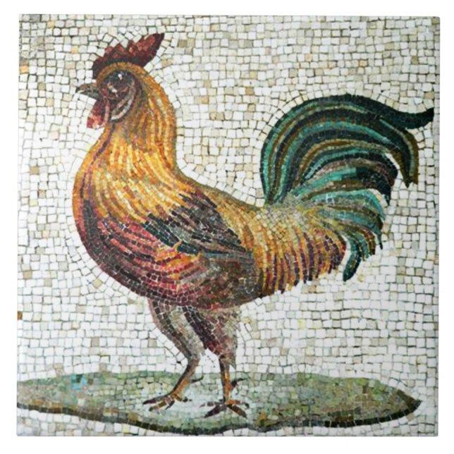 ANTIQUE ROMAN MOSAICS / ROOSTER MONOGRAM TILE (Front)