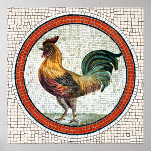 ANTIQUE ROMAN MOSAICS / ROOSTER POSTER