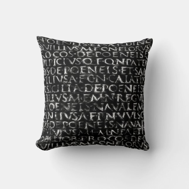 Antique Roman Typographic Pattern Throw Pillow (Front)