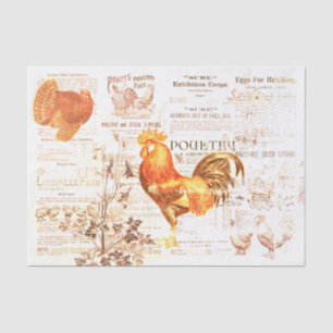 Antique Rooster Horticulture Ads Ephemera Grunge Tissue Paper
