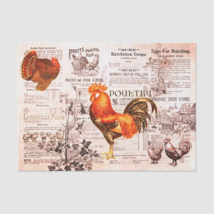 Antique Rooster Horticulture Ads Ephemera Red Tissue Paper