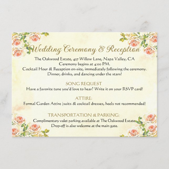 Antique Rose 4 x 6.24 Details Card  (Front)