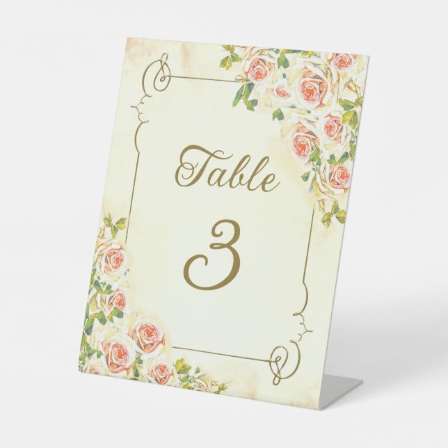 Antique Rose 8 X 10 Table Number Pedestal Sign (Front)