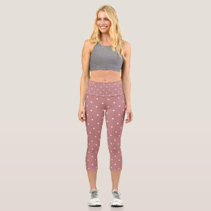 Antique Rose and white dots 2 Capri Leggings