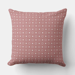 Antique Rose and white dots and rings Throw Pillow
