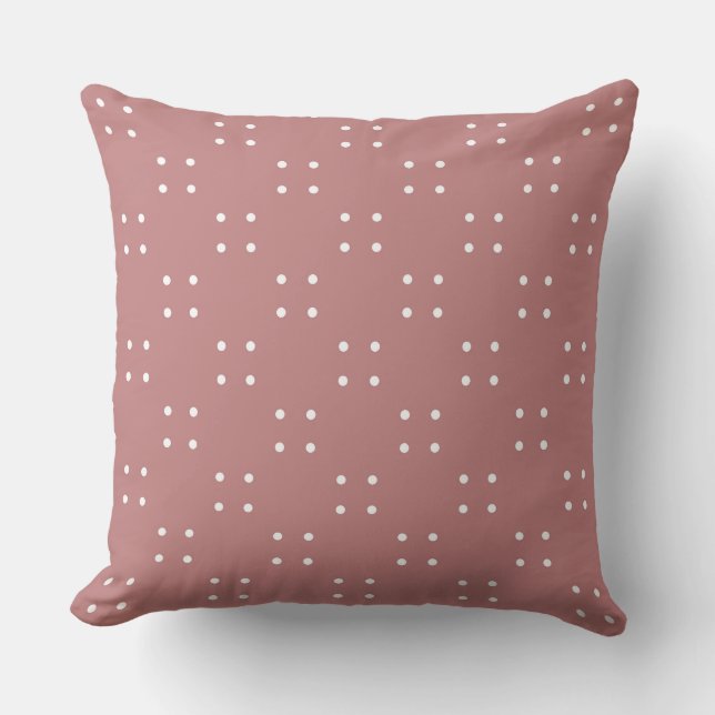 Antique Rose and white dots Throw Pillow (Front)