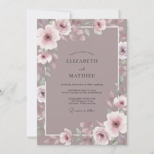 Antique Rose Blossom Wedding Invitation