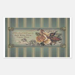 Antique Rose (blue) Bookplate Sticker