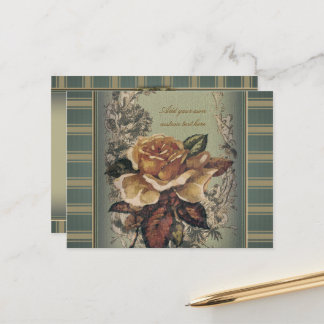 Antique Rose (blue) Personalized Postcard