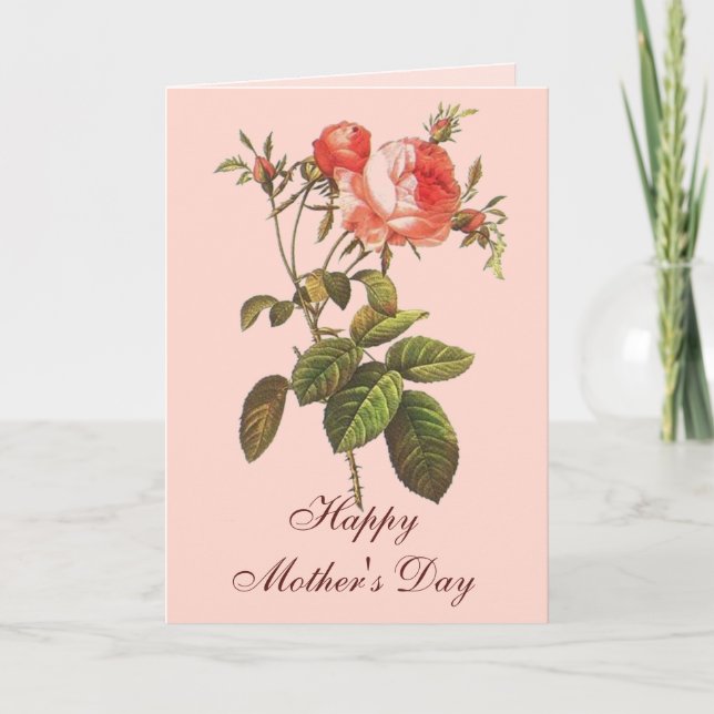 Antique Rose Botanical Mother's Day Card (Front)