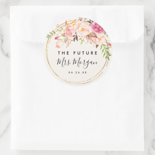 Antique Rose Bridal Shower Classic Round Sticker (Bag)