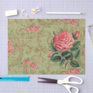 Antique Rose Decoupage & Tissue Paper Pink & Sage