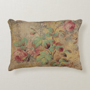 Antique Rose Floral Accent Pillow
