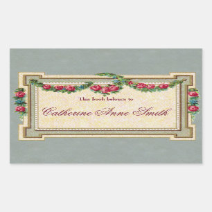 Antique Rose-Framed Bookplate Sticker