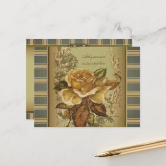 Antique Rose (green) Personalized Postcard