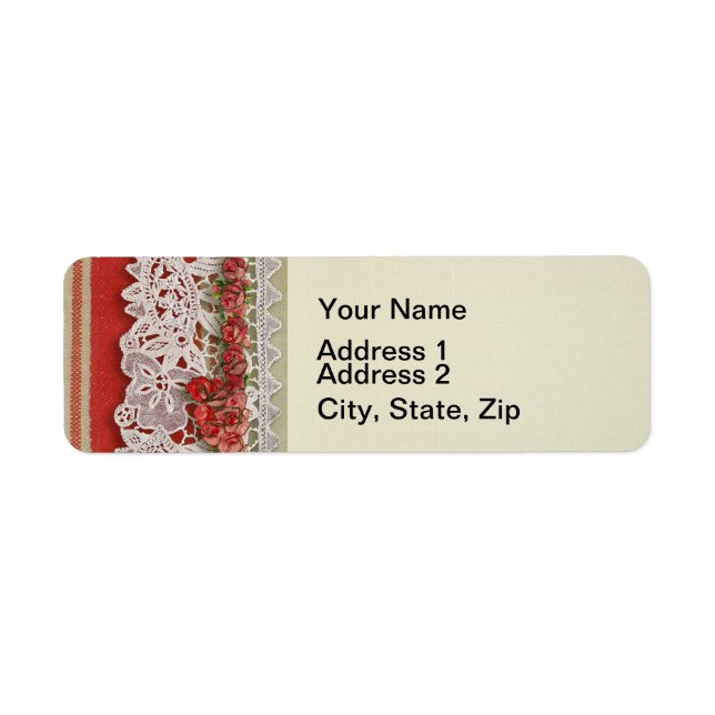 Antique Rose Lace Rustic Red Victorian Burlap (Front)