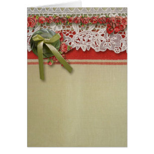 Antique Rose Lace Rustic Red Victorian Burlap