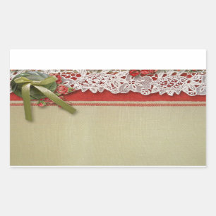 Antique Rose Lace Rustic Red Victorian Burlap Sticker