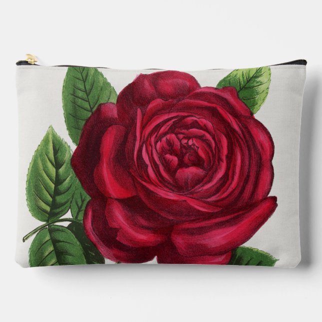Antique Rose Lithograph, François-Frédéric Grobon Accessory Pouch (Front)
