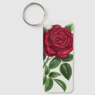 Antique Rose Lithograph, François-Frédéric Grobon Keychain