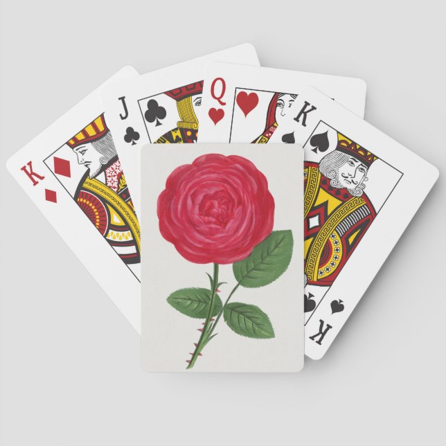 Antique Rose Lithograph, François-Frédéric Grobon Playing Cards (Back)