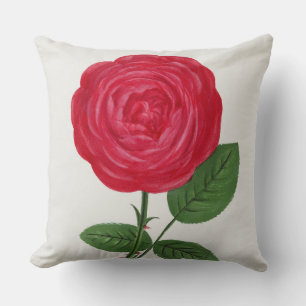 Antique Rose Lithograph, François-Frédéric Grobon Throw Pillow