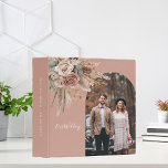 Antique rose pampas muted photo arch wedding album binder<br><div class="desc">Personalize and add your wedding photo inside the arch frame. For best result use a vertical sized photo. A antique rose coloured background. Muted,  cream,  taupe,  beige earthy roses,  eucalyptus greenery,  and pampas grass for a natural and romantic feel.  
Add your own text on the spine.</div>