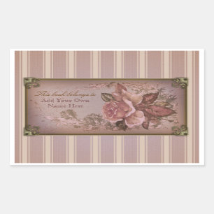 Antique Rose (pink) Bookplate Sticker