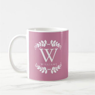 Antique Rose Pink Monogram Coffee Mug