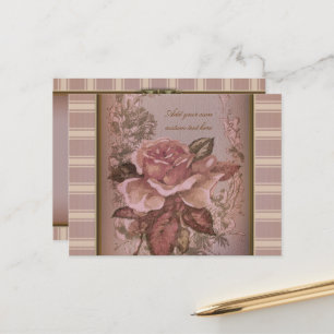 Antique Rose (pink) Personalized Postcard