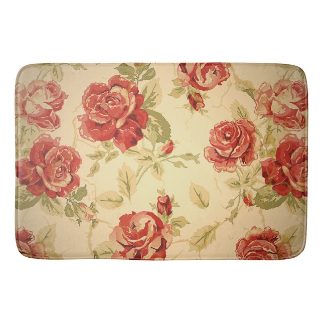 Antique rose print bath mat (Front)
