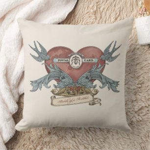Antique Rose Submarine Gold Dolphin Throw Pillow