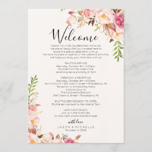Antique Rose Wedding Itinerary - Guest Agenda Program