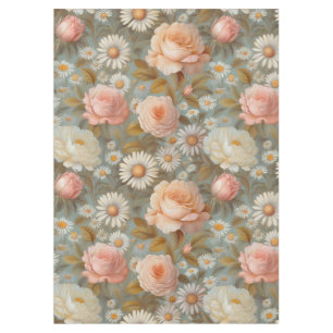 Antique roses and daisies pattern tablecloth